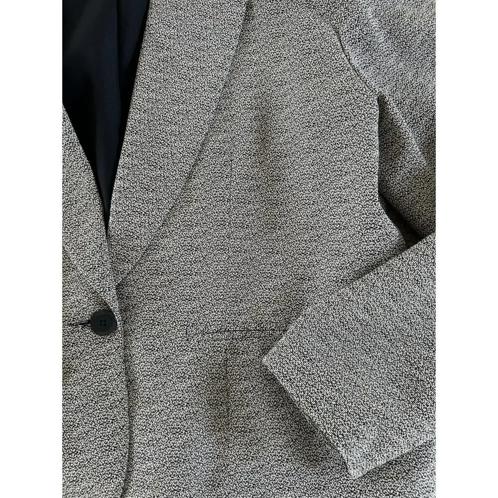 Vintage 80s Single Button Blazer Black & White Speckled Lucia size Large - Picture 7 of 7